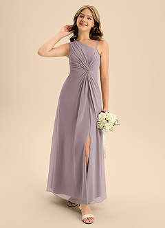 Azazie Brooke Junior A-Linie Seitliche Cut-Outs Chiffon Kleid Dämmerung image1