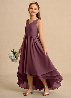 Azazie Kitten Girls Formal Flower Girl Dresses Sangria A-Line Chiffon Dress image1