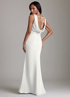 Azazie Linelle Brudtärnklänningar Klä av Sjöjungfru i Chiffong Plisserad Vit image2