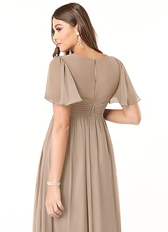 Azazie Verna Maternity Bridesmaid Dresses A-Line V-Neck Ruched Chiffon Floor-Length Dress image6