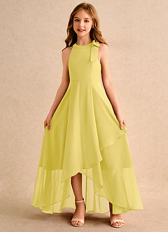Azazie Boop Girls Formal Šaty pre dievčatá s kvetmi A-Line Mašľa Šifón Asymetrické Šaty image5