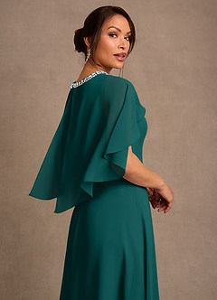 Azazie Winnifred Vestidos para mãe da noiva Vestido Pavão de Chiffon de Linha A com Frisado image5