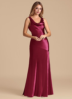 Azazie Rylina 신부 들러리 드레스 인어 메탈릭 새틴 바닥 길이 드레스 image4