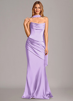 Azazie Pelagia Abiti da Damigella Abito Convertibile Sirena in Raso Elasticizzato Corsetto Lilla image3