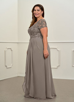 Azazie Dunja Abiti per la Madre della Sposa Abito A-Line in Chiffon con Scollo a V in Pizzo Taupe image11