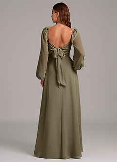 Azazie Annistyn Brudtärnklänningar Klänning av A-Linje i Chiffong Långärmad Pilgrön image7