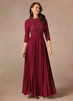 Azazie Lucianna Mother of the Bride Dresses Burgundy Taupe A-Line Lace Dress image4