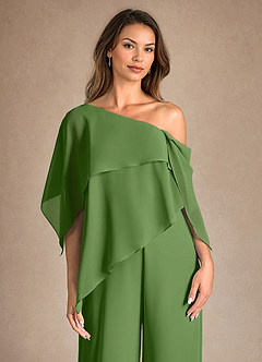 Azazie Halima Abiti per la Madre della Sposa Abito Tuta Pantaloni in Chiffon Spacco Laterale Basilico image8