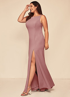 Azazie Rogue Bridesmaid Dresses Dusty Rose Mermaid Scoop Side Slit Stretch Crepe Dress image10