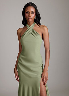 Azazie Lorena Bridesmaid Dresses Pistachio Mermaid Pleated Chiffon Dress image5