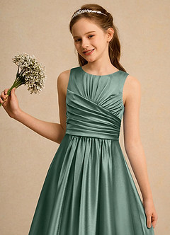 Azazie Ducky Girls Formal Flower Girl Klänningar Klä A-Line i Stretch Satin Plisserad image6