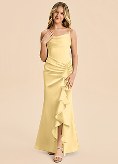Azazie Rosalia Junior Robe Fourreau en Satin extensible Plissé Beurre image5