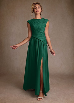 Azazie Kalleen Kleider für die Brautmutter A-Linie Plissee Chiffon Kleid Smaragd image2