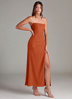 Azazie Leonis Bridesmaid Dresses Burnt Orange Mermaid Strapless Chiffon Convertible Dress image8