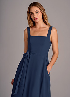 Azazie Deb Robes de demoiselle d'honneur Robe Trapèze Convertible en Mousseline de soie avec poches Bleu Marine Foncé image2