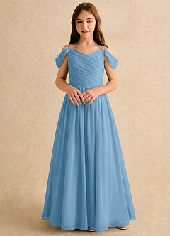 Azazie Chelo Girls Formal Flower Girl Klänningar Klä A-Linje i Chiffong Plisserad image4