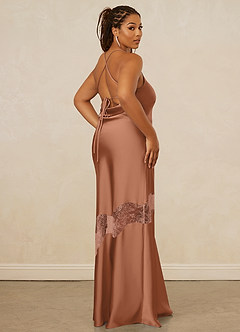 Christian Siriano Bridal for Azazie 1012 Bridesmaid Dresses Bronzer Sheath Lace Stretch Satin Dress image14