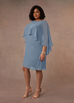 Azazie Mirra Mother of the Bride Dresses Dusty Blue Sheath Scoop Pleated Chiffon Dress image8