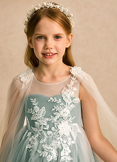 Azazie Amina Flower Girl Klänningar Klänning A-linje i Tyll Spets image8