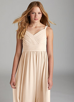 Azazie Chanel Junior Blushing Pink A-Line Sweetheart Neckline Chiffon Dress image6