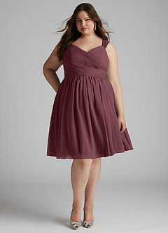 Azazie Angie Bridesmaid Dresses Sangria A-Line Corset Chiffon Dress image11