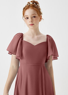 Azazie Chloe Junior Dusty Blue A-Line Sweetheart Neckline Chiffon Dress image6