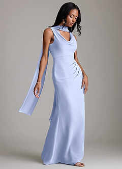 Azazie Linelle Robes de demoiselle d'honneur Robe Sirène en Mousseline de soie Plissée Eis image8