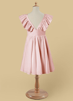 Azazie Roza Blumenmädchenkleider A-Linie Stretch-Satin Kleid Zartrosa image7