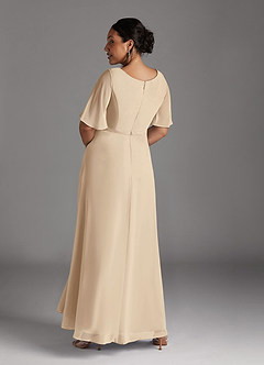 Azazie Tricia Kleider für die Brautmutter A-Linie V-Hals Gefaltet Chiffon Kleid Champagner image4