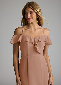 Azazie Sophie Bridesmaid Dresses Champagne Rose A-Line Off the Shoulder Chiffon Convertible Dress image2