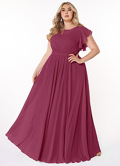 Azazie Daphne Modest Bridesmaid Dresses A-Line Ruffled Chiffon Floor-Length Dress image6