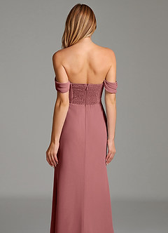 Azazie Riley Robes de demoiselle d'honneur Robe Fourreau Convertible en Mousseline de soie Épaule décolletée Améthyste image5