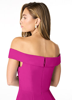 Azazie Lecia Bridesmaid Dresses Fuchsia Empire Off-The-Shoulder Pleated Chiffon Convertible Dress image6