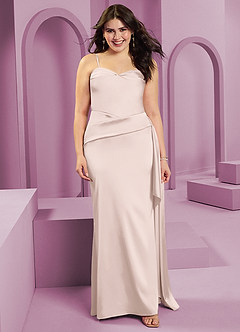 Barbie ♥ Azazie Bridesmaid Dresses Blushing Pink Sheath Strapless Stretch Satin Convertible Dress image10