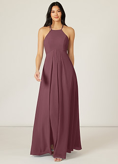 Azazie Sarah Robes de demoiselle d'honneur Robe Empire en Mousseline de soie Plissée Sangria image1