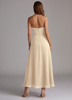 Azazie Wren Abiti da Damigella Abito A-Line in Chiffon Senza Cinturino Champagne image4