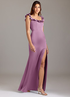 Azazie Callie Brautjungfernkleider Wandelbar A-Linie Gestreift Stretch-Satin Kleid Blauregen image4