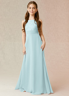 Azazie Snow Junior Mist A-Line Lace Chiffon Dress image1