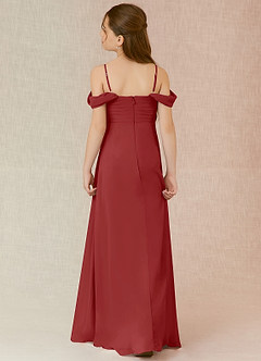Azazie Kaitlynn Junior Rust A-Line Off the Shoulder Chiffon Dress image2