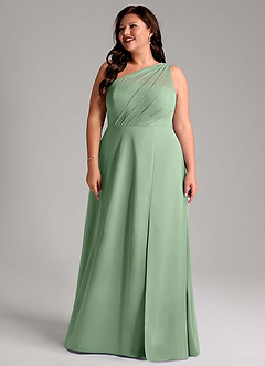 Azazie Phaedra Bridesmaid Dresses Matcha A-Line One Shoulder Chiffon Dress image8