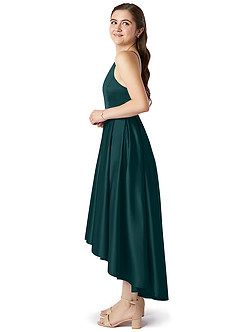 Azazie Jemima Junior A-Linie mit Taschen Stretch-Satin Kleid Kiefer image3
