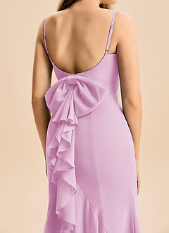 Azazie Lioren Junior Candy Pink Mermaid Bow Chiffon Dress image6