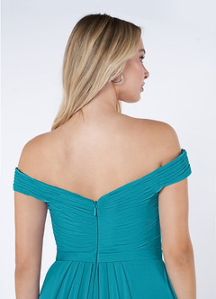 Azazie Audrianna Brautjungfernkleider Wandelbar A-Linie Schulterfrei gerafft Chiffon Kleider Jade image6