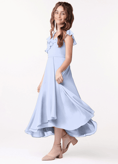 Azazie Posie Junior Ice A-Line Ruched Chiffon Dress image1