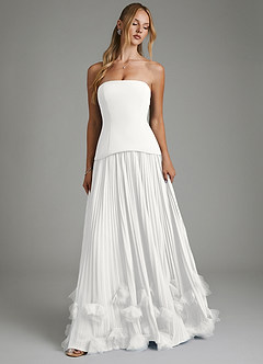 Azazie Alex Bridesmaid Dresses White A-Line Corset Chiffon Dress image5