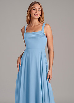 Azazie Shaude Bridesmaid Dresses Powder Blue A-Line Pleated Chiffon Dress image5