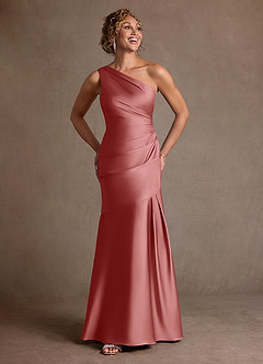 Azazie Haifa Klänningar till brudens mor Klä Sjöjungfru i Stretch Satin Ena axeln Antik Ros image4