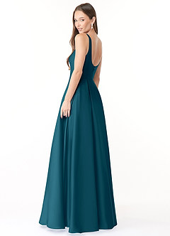Azazie Neve Bridesmaid Dresses Ink Blue Ball-Gown with Pockets Stretch Satin Dress image4