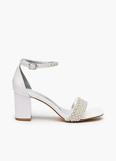 Crystal and pearl Block Heels