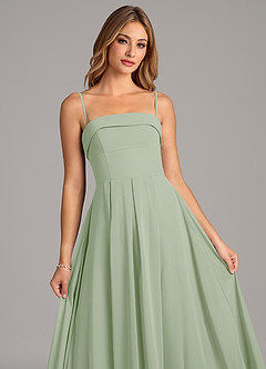 Azazie Lucienne Brudtärnklänningar Klänning av A-Linje i Chiffong Axelbandslös Dusty Sage Konvertibel image7
